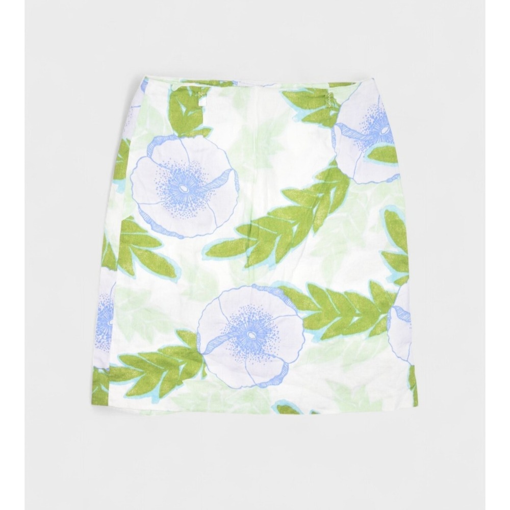 Ann Taylor Skirt Womens 12 32 Linen Floral Mini Hawaiian Graphic Above Knee Loft